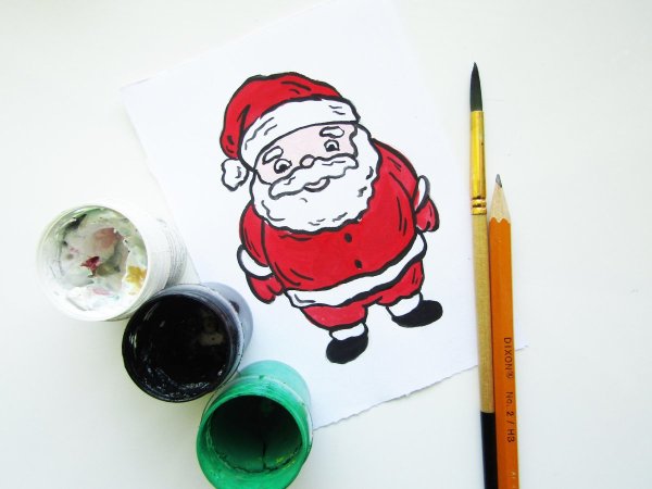 Дед Мороз гуашью