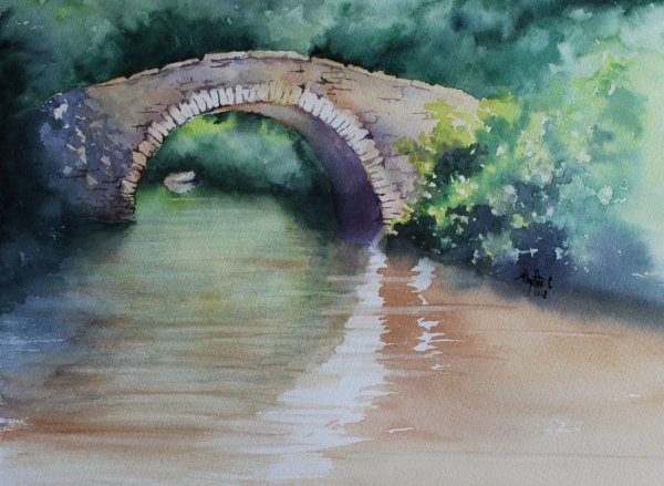 Мост акварелью