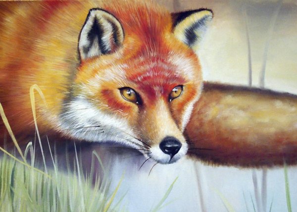 Лисичка гуашью