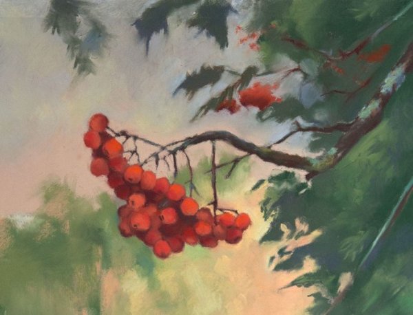 Рябина гуашью