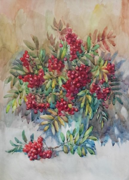 Рябина гуашью