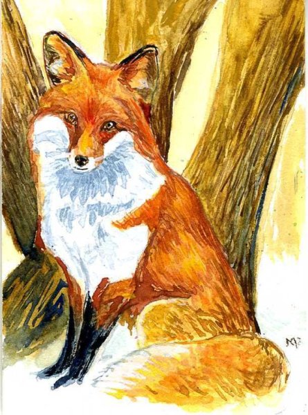 Лисичка гуашью
