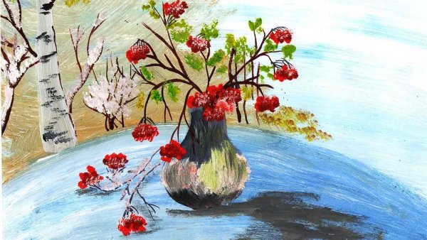 Правополушарное рисование ветка рябины