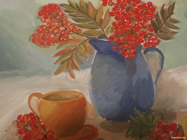 Рябина гуашью