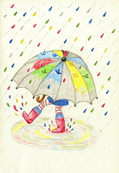 Зонтик гуашью