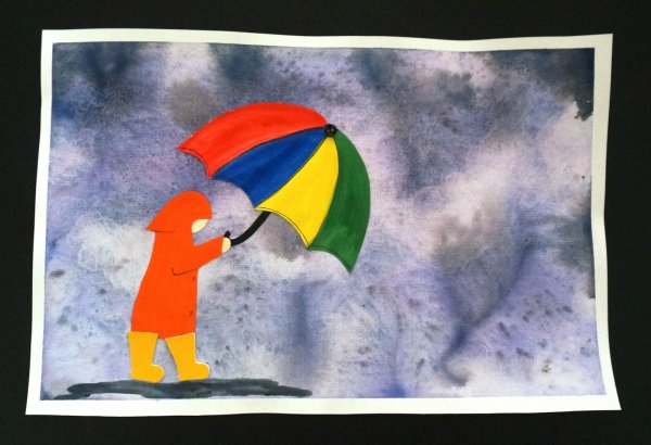 Зонтик акварель