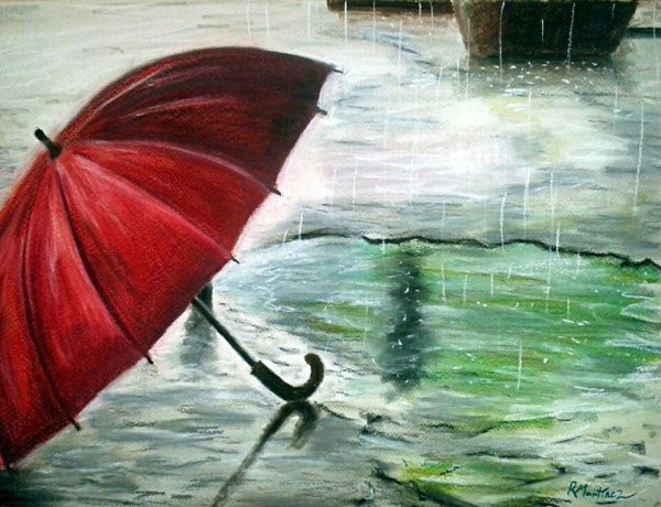 Александр Гунин картины девушка с зонтом