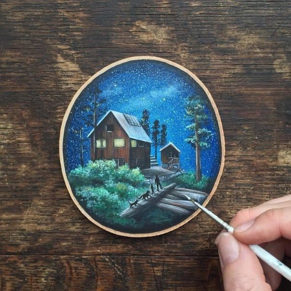 Картины на спиле дерева