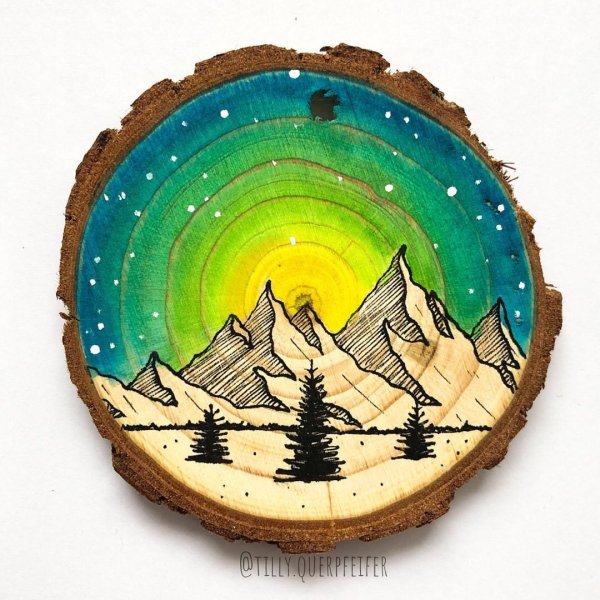 Рисование на спиле дерева