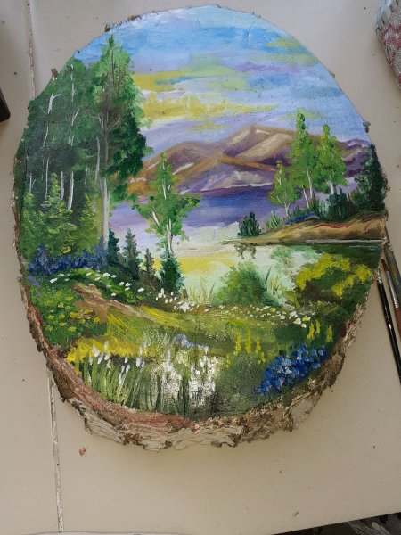 Рисование на спиле дерева