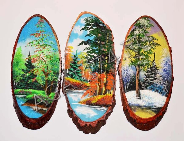 Панно на срезе дерева