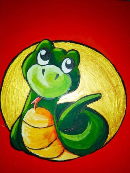 Змея гуашью для начинающих