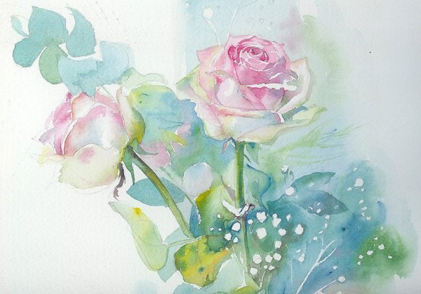 Нежные цветы акварель