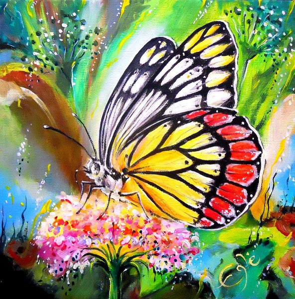 Бабочка гуашью