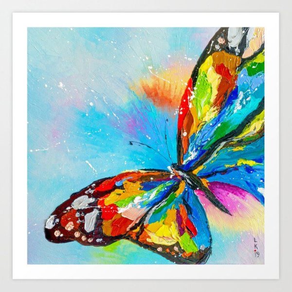 Краски цветы бабочка