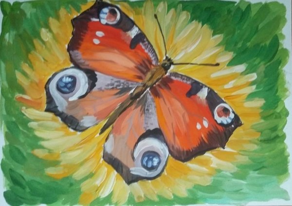 Правополушарное рисование бабочки гуашью