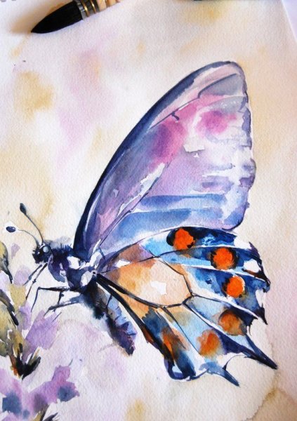 Бабочка гуашью