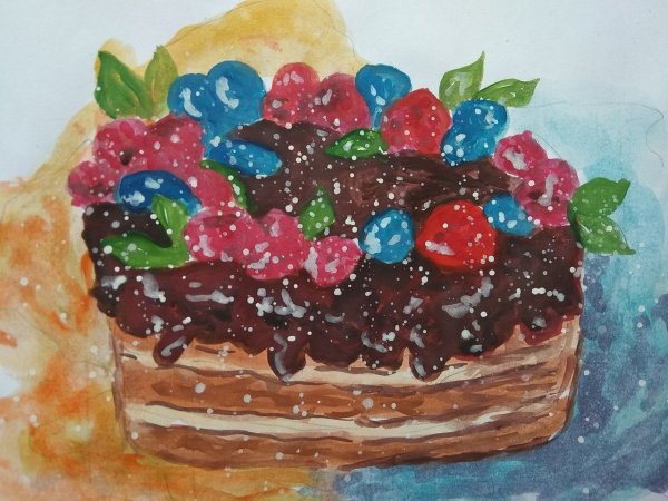 Торт акварель