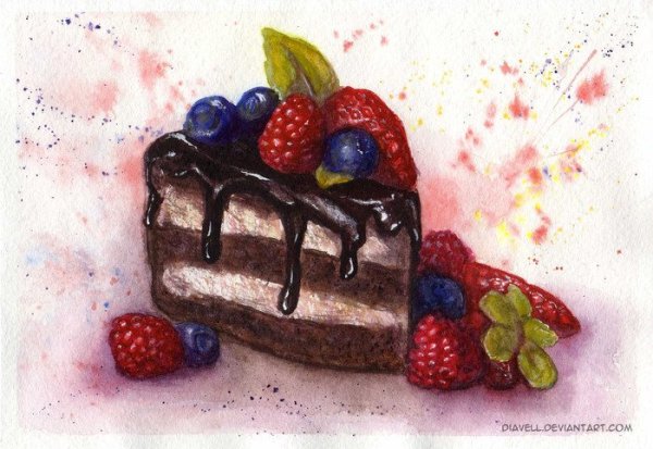 Торт рисунок гуашью