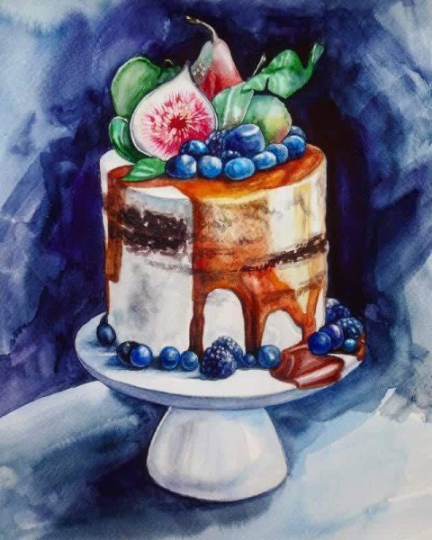 Торт акварель