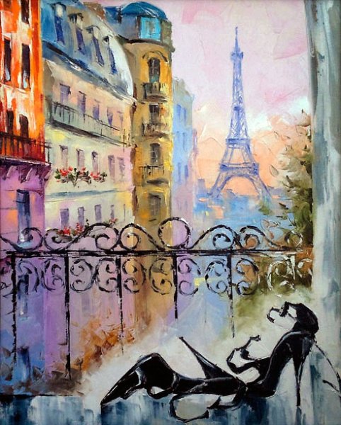 Городской пейзаж красками