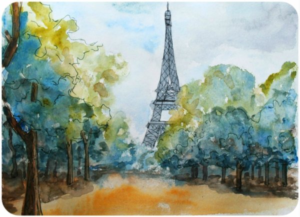 Париж акварель