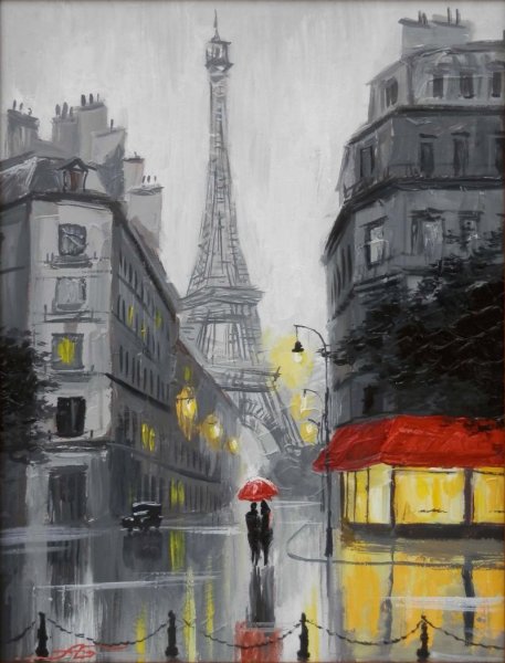 Париж Эйфелева башня акварель