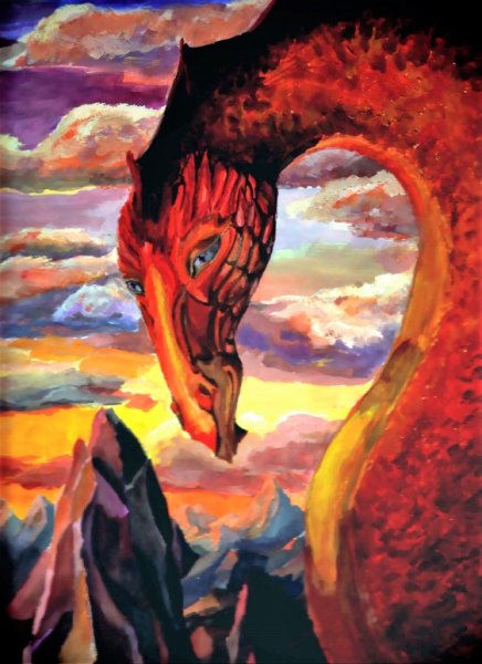 Картина дракон гуашью