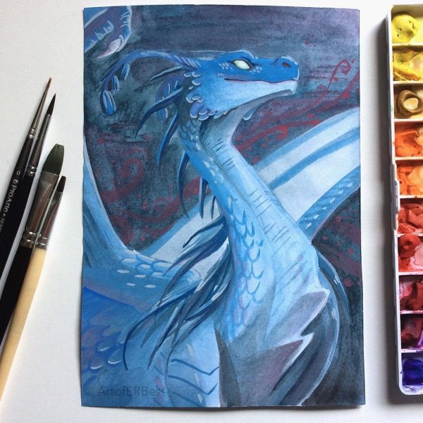 Дракон рисунок гуашью