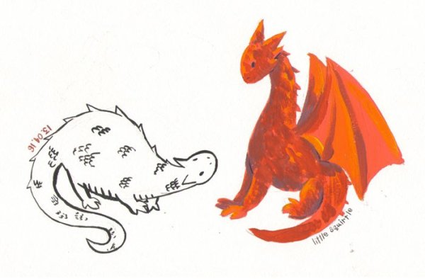 Дракон красками