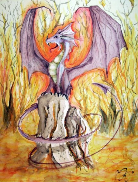 Драконы акварель и гуашь