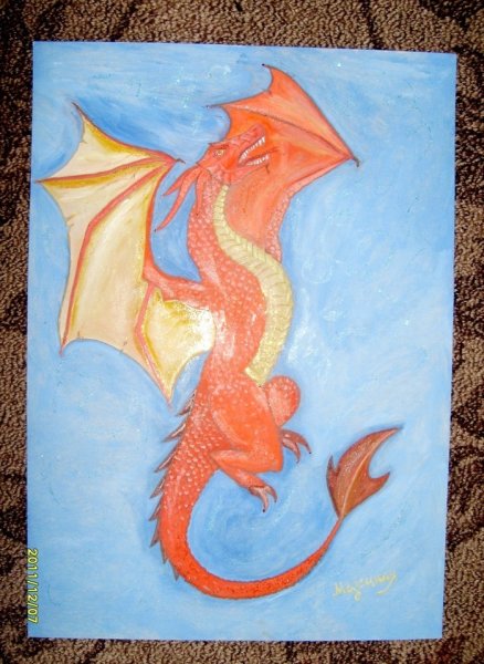 Дракон акварель
