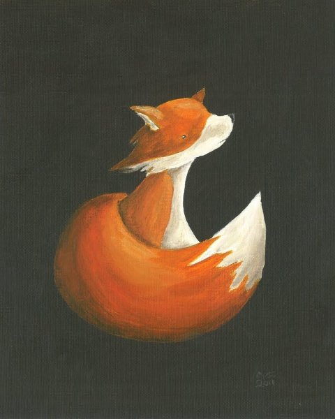 Лиса зима гуашь