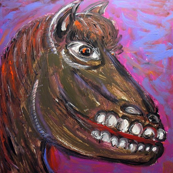 Лошадь гуашью