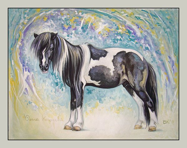 Лошадь гуашью