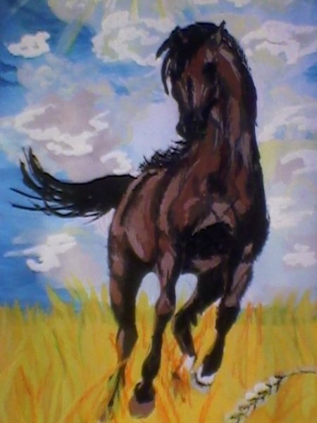 Гуашь живопись лошадь