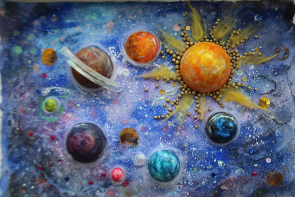 Картина космос красками