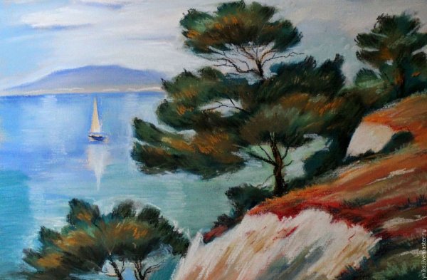 Море масляной пастелью