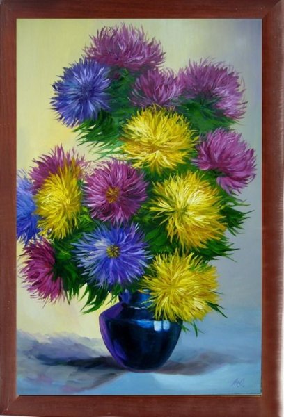 Астры красками