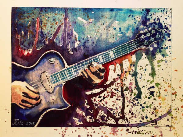 Гитара акварель