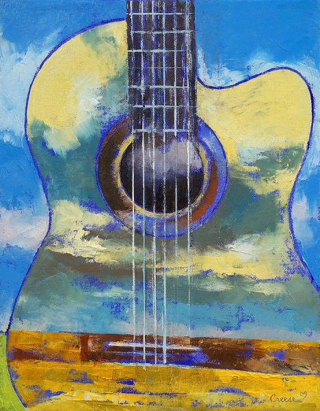 Акварель живопись гитара