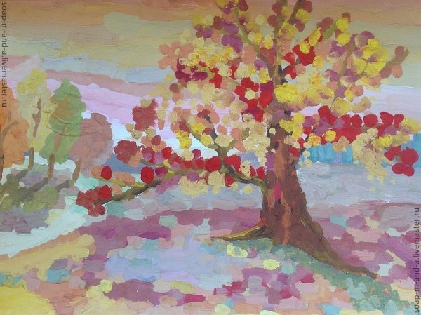 Осеннее дерево гуашью 1 класс