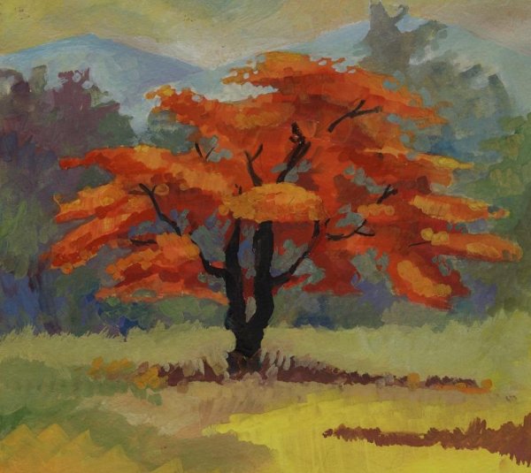 Рисование деревья осенью