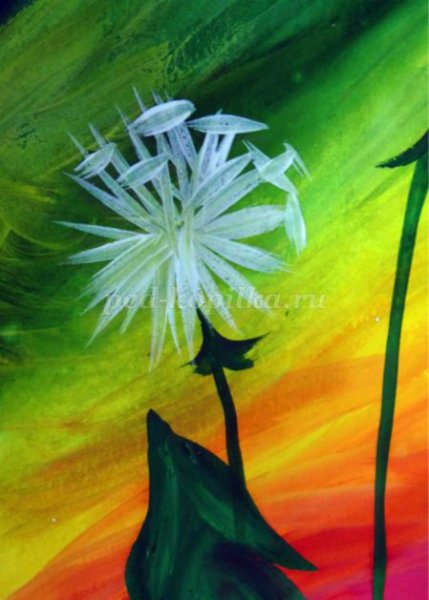 Одуванчики рисунок гуашью