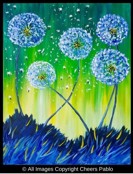 Одуванчики ватными палочками