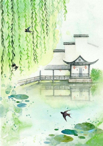 Акварель в японском стиле