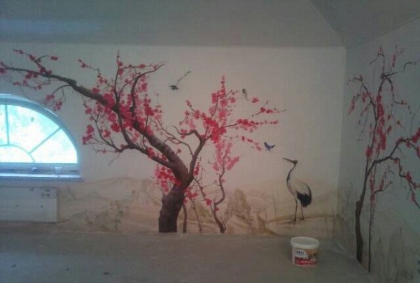 Роспись на стене гуашью