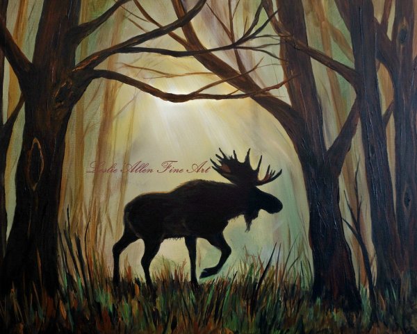 Лось гуашью