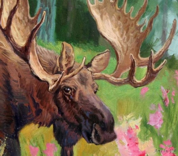 Картина Лось в лесу