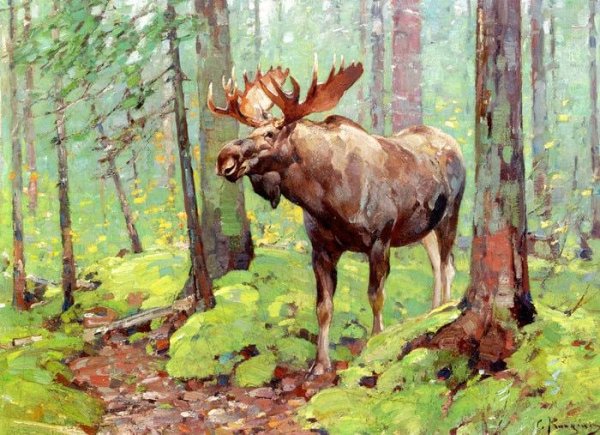 Лоси на картинах художников